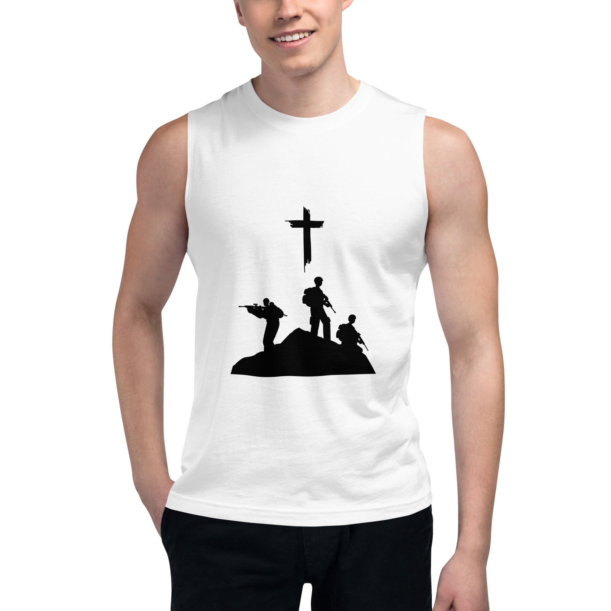 Faith Over Fire – Soldier’s Cross Muscle Tee